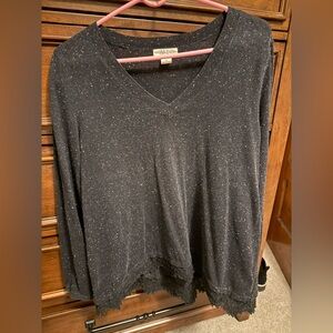 Style & Co. Black Speckled V-Neck Sweater